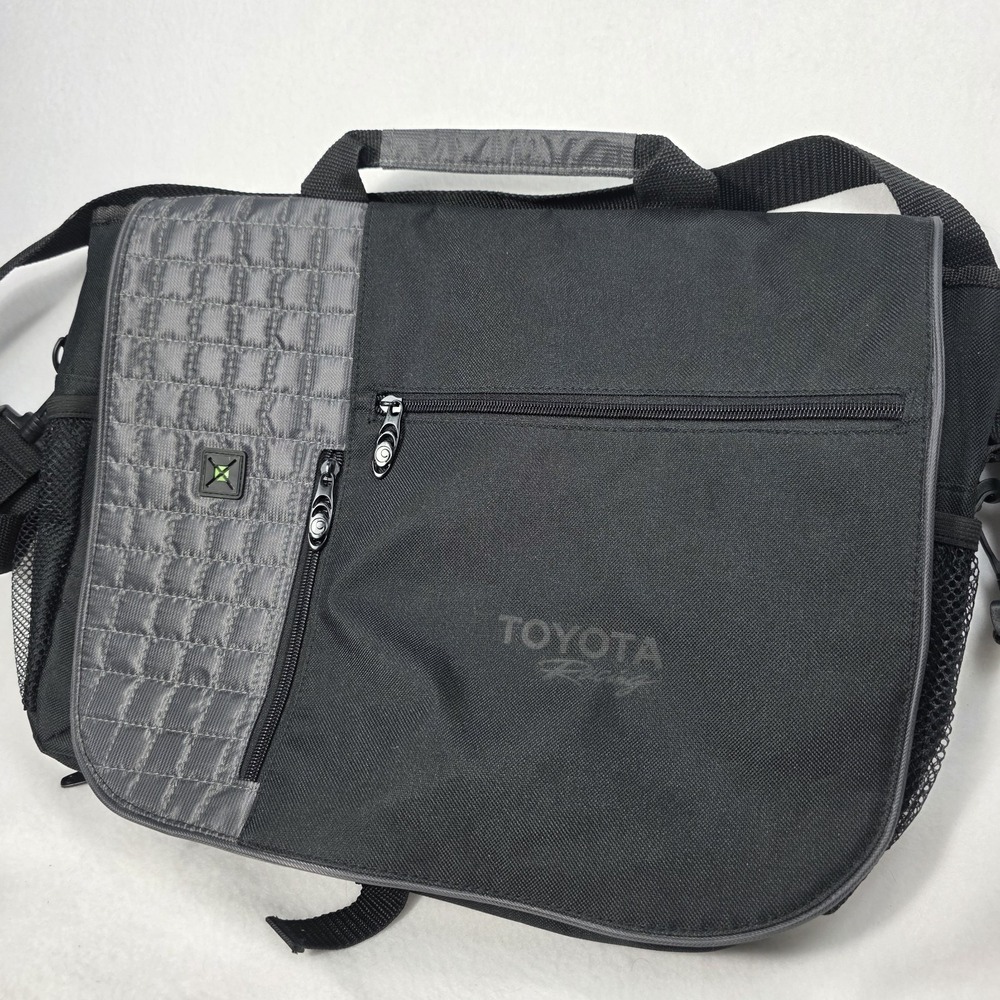 Vintage Leeds Toyota Racing 15" TSA Laptop Messenger Bag - Black/Grey Travel